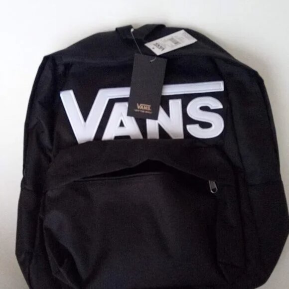Vans Black White Backpack & 3 Pairs Vans Black Socks Men Size 9.5-13 Bundle NWT - Picture 7 of 10